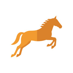 Fototapeta premium Jumping horse silhouette in orange tones showing power and grace