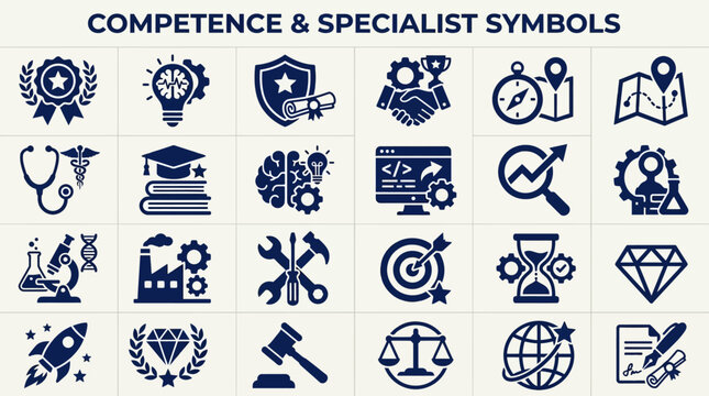 Collection of Competence and Specialist Symbols Icons.