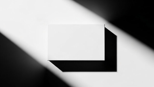 Minimalist White Square Box with Dramatic Light and Shadow