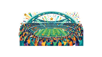 Colorful crowd cheering in a stadium during sports event © MST