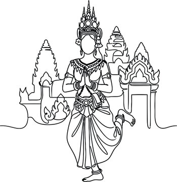 Cambodian Dancer Apsara Performing Traditional Dance at Angkor Wat Temples