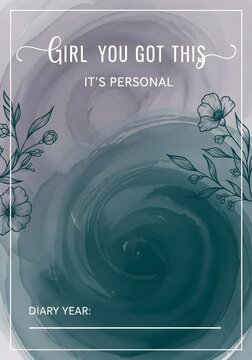 Personal diary template Girl You Got This Printable: Moody Watercolor Botanical Journal Planner for Self-Affirmation, Scrapbooking, and Feminine Memories

