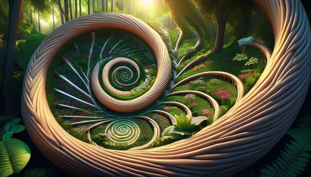 fibonacci sequence spiral of organic enlightened aligned nature vegetation garden