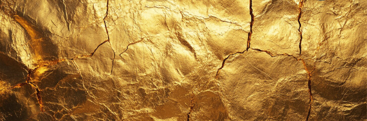 Fototapeta premium Gold background with a textured, metallic finish. The background is rich in gold tones, creating a luxurious and elegant feel. Textured stone background vector. Gold background.