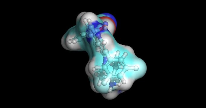 Paltusotine, endocrine drug / selective somatostatin receptor agonist for acromegaly and neuroendocrine symptoms, 3D molecule spinning, 4K