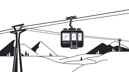 Mountain cable car gondola lift line art © erna