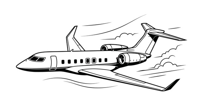 Modern private jet aircraft flying through the clouds.