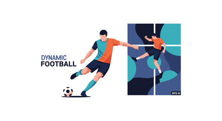 Soccer player kicking ball with dynamic action © MD