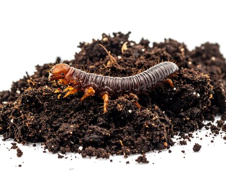 Centipede in soil.