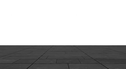 Fototapeta premium Gray tiled floor plane with central seam and empty background
