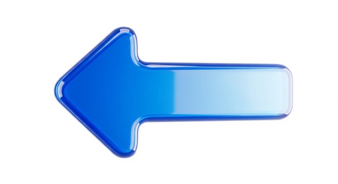 Blue Arrow 3D Render with Glossy Gradient Effect Isolated on White Background for Design and Marketing