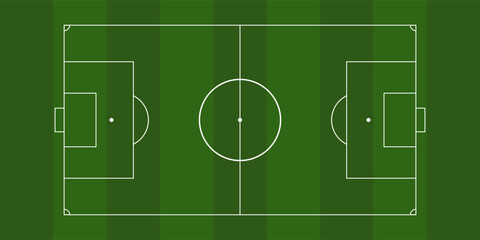 Top View Soccer Field Vector Layout with Striped Green Grass for Strategic Championship 2026 Match Planning © Papon Chandra Das