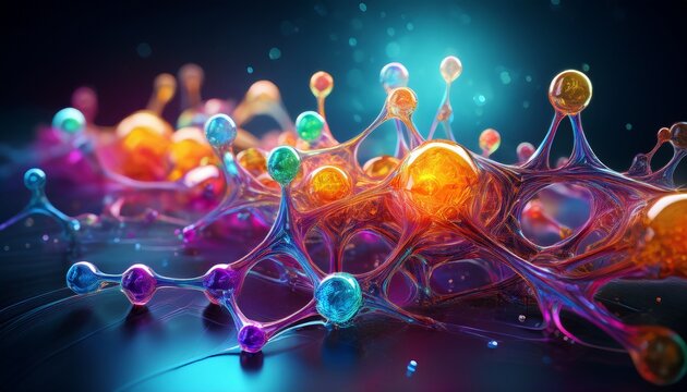 polymer science visualized with colorful molecular bonds and chemical reactions polymer science advanced material research