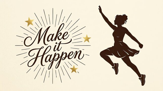 Inspirational quote graphic with silhouette of a dancing woman