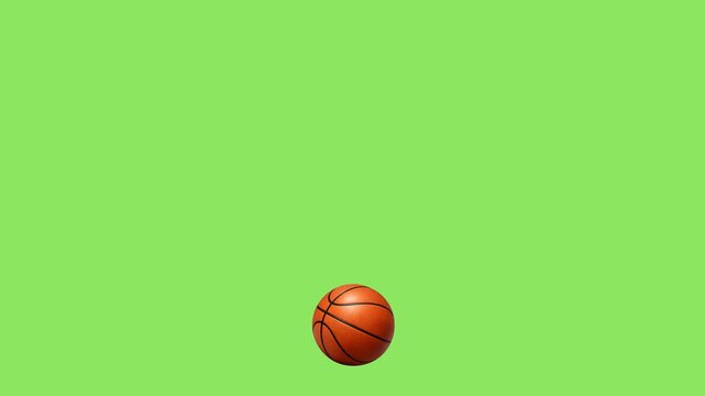 Bouncing basketball against a vibrant green background
