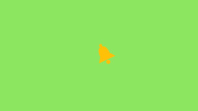 Animated yellow bell icon on a vibrant green background