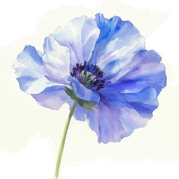 Stock Flower, playful watercolor vector painting with subtle shadowing and soft gradients, isolated on a white background.