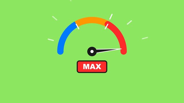 Colorful gauge meter on green background