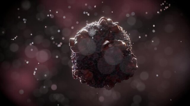 Close-up of a Hantavirus Virus Particle in a Dark Environment