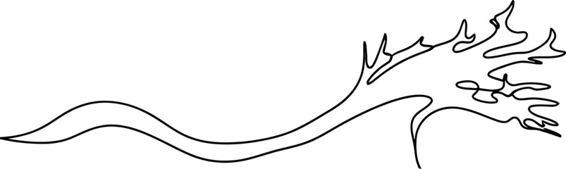 Abstract continuous line drawing of a mythical creature with flowing mane and tail. © ramdan
