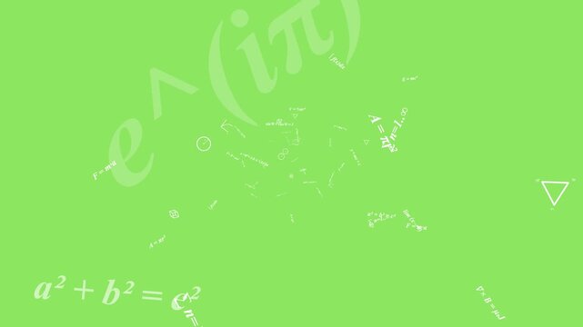 Mathematical Symbols and Formulas on Green Background