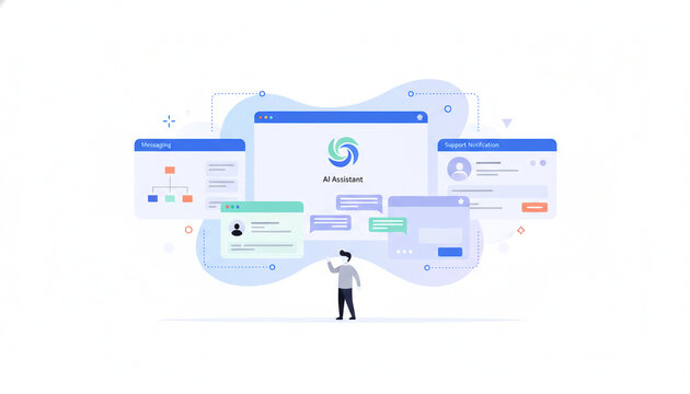 AI Assistant and Smart Automation Workspace Concept Illustration