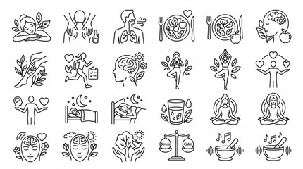 Obraz premium The illustration depicts various icons representing different aspects of social issues.