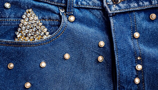 fashionable background with jeans inlaid rhinestones fashion trendy stylish denim sparkly embellished glitzy