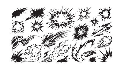 Comic Style Explosion and Speed Line Effects Vector Set © MD
