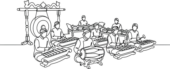 Obraz premium Traditional Gamelan Orchestra Ensemble Performing Music