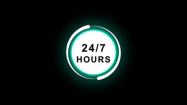 neon Customer service, nonstop service concept. service or activity will operate or be provided continuously without interruption throughout the day or week, 24 hours a day and 7 days a week.4k video