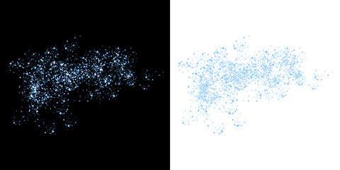 Abstract blue particle cloud formation on black and white backgrounds isolated on a transparent background © MdAzgor