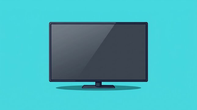 Television modern flat screen monitor on blue backdrop
