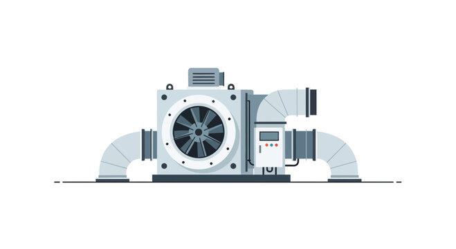Industrial Ventilation System, Air Handling Unit with Fan and Ducts