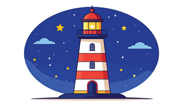 Red and white lighthouse tower.