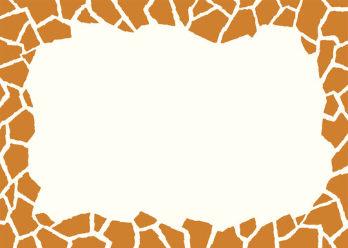 Abstract giraffe skin pattern border frame background on isolated clear background. Vector illustration.