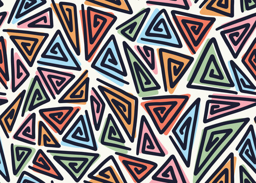 Abstract colorful triangle art seamless pattern background. Vector illustration art backdrop
