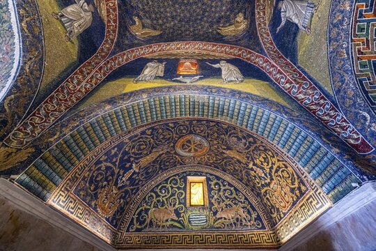 Beautiful mosaics in the Basilica di San Vitale, Unesco world heritage site Ravenna, Italy