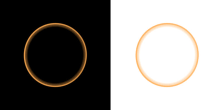Orange ring aura on black and white backgrounds circle isolated on a transparent background