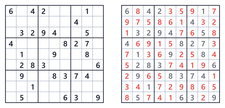 Sudoku puzzle grid with partially completed numbers and solutions  