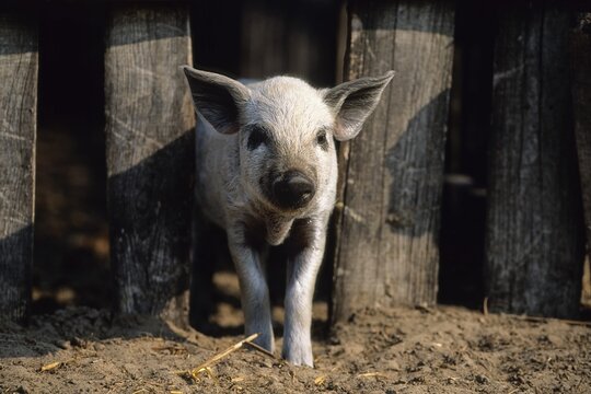 Mangalitsa, Mangalitza, Mangalica, or Curly-hair hog (Sus scrofa) piglet, Hungary, Europe