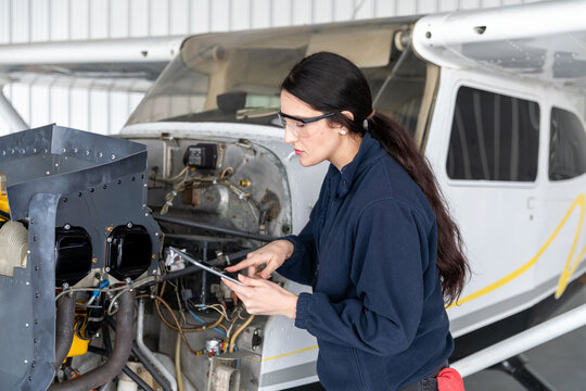 Aircraft maintenance technician at work
