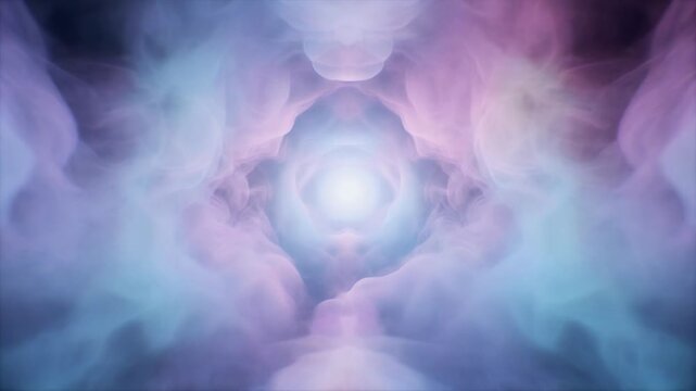 Vibrant purple blue abstract background with glowing white center, soft clouds, pastel colors, dreamy atmosphere, seamless texture, wallpaper, copy space, high-resolution