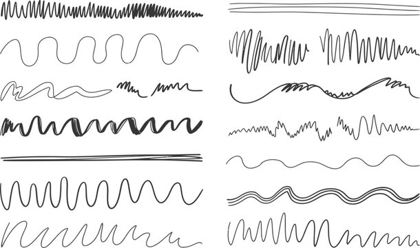 Collection of various hand drawn scribble and wavy line textures with scribble textures background abstract imperfect energetic. Vector illustration