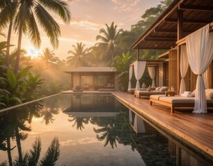 Fototapeta premium Luxury Wellness Retreat Spa In Tropical Nature
