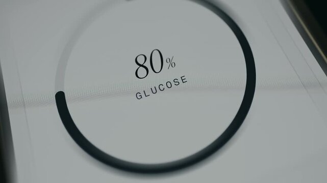 Glucose monitoring dashboard featuring a 76 percent reading