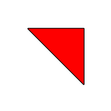 Red right triangle geometric shape with black outline on white background