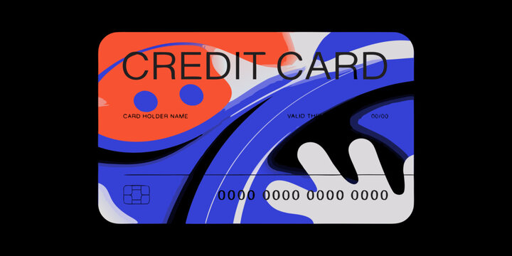 Glass morphism credit card template. Plastic rectangle of transparent plastic with blur effect. Liquid shapes morphism abstract art. vector icon