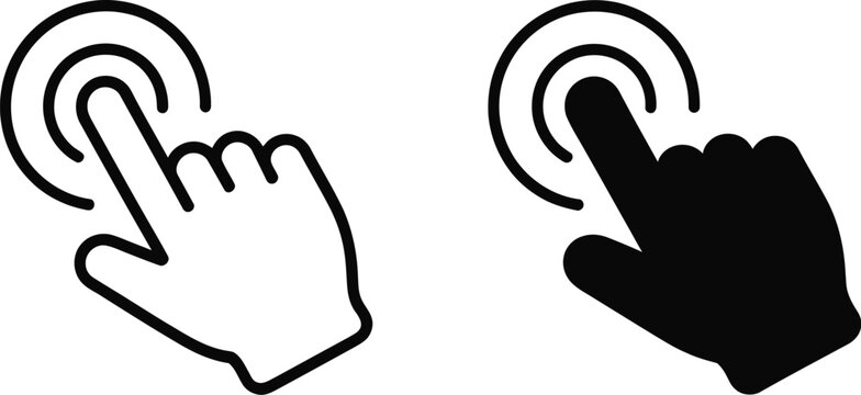 Hand Cursor Click Icon Vector, Modern Pointer Symbol for Digital Interface and Web Navigation