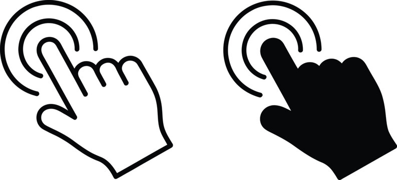 Hand Cursor Click Icon Vector, Modern Pointer Symbol for Digital Interface and Web Navigation